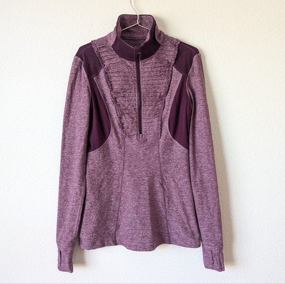 Lululemon Run Your Heart Out Half Zip Ruffles Cuffins Zip Pocket - Picture 2 of 12